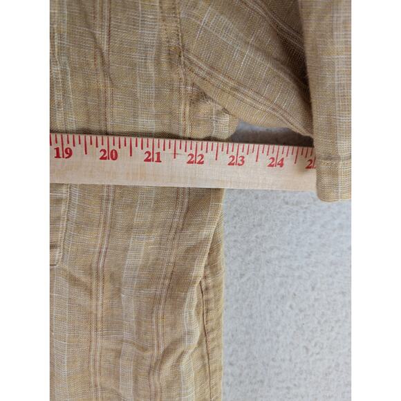 Bruno Shirt Mens XL Washable Linen Yellow Button Up Short Sleeve Pocket - Picture 6 of 16